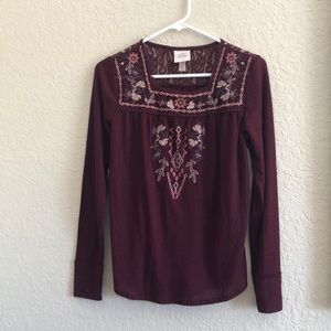 Burgundy long sleeve top